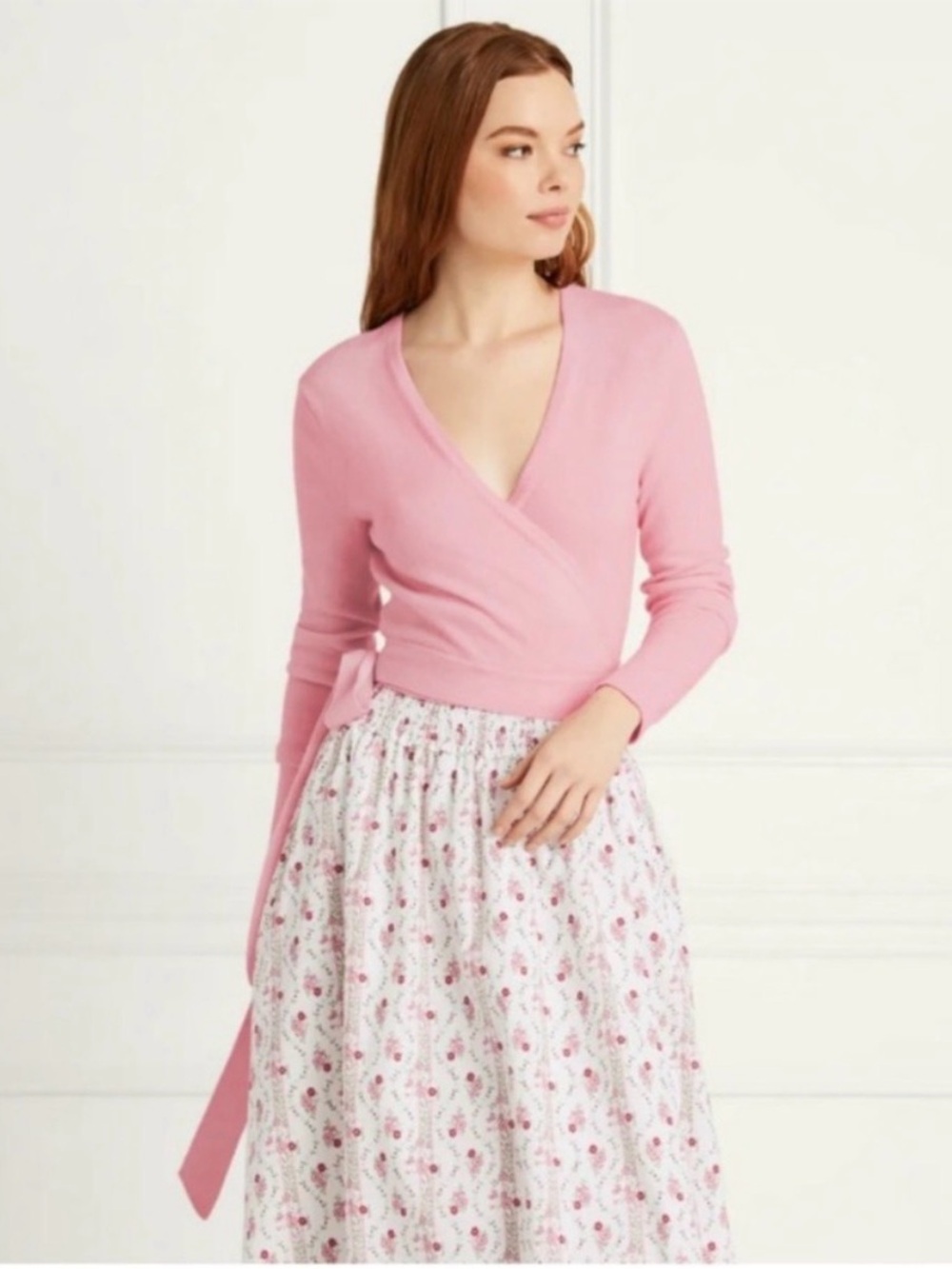 NWT Hill House Small Ballet Wrap Sweater Candy Pink Merino Wool Balletcore NEW
